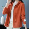 Knitted Hoodie Women's Spring and Autumn Solid-color Short Knitted Sweatshirt Hooded Zipper Sweater Cardigan Baseball Jacket