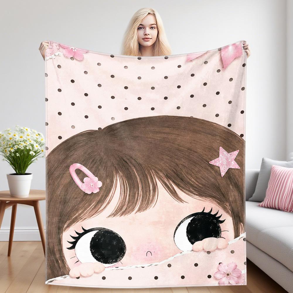Pink Girl Flannel Blanket Warm Soft Halloween Christmas Couch Warm Cozy Decorative Decor Gift for All Season