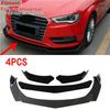 1 Set for BMW Benz Mazda Tesla Model 3 Sedan Black Carbon Pattern Car Front Bumper Lip Splitter Protect Body Spoiler Universal