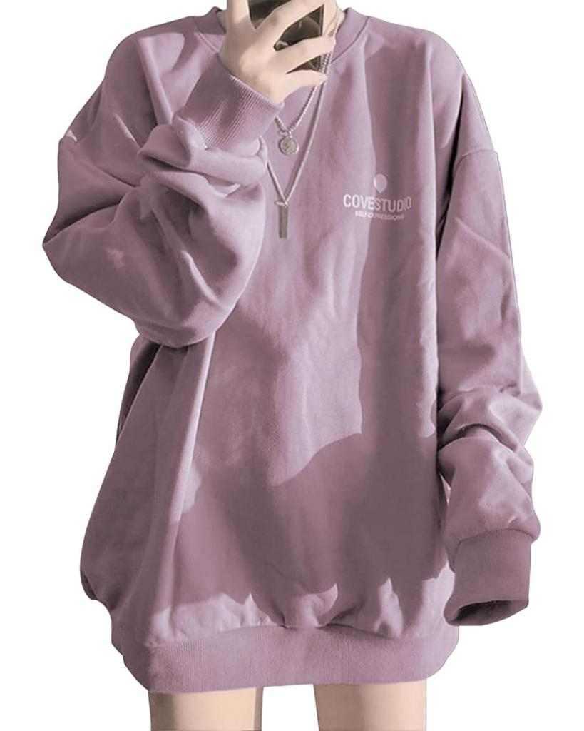 Rainer Large Size Oversized Pullover Crew Logo Loose Long Sleeve Body [Eolluka] Women's Hoodie, Sweatshirt, Neck, Top, Spring, Autumn, Winter, Fit,