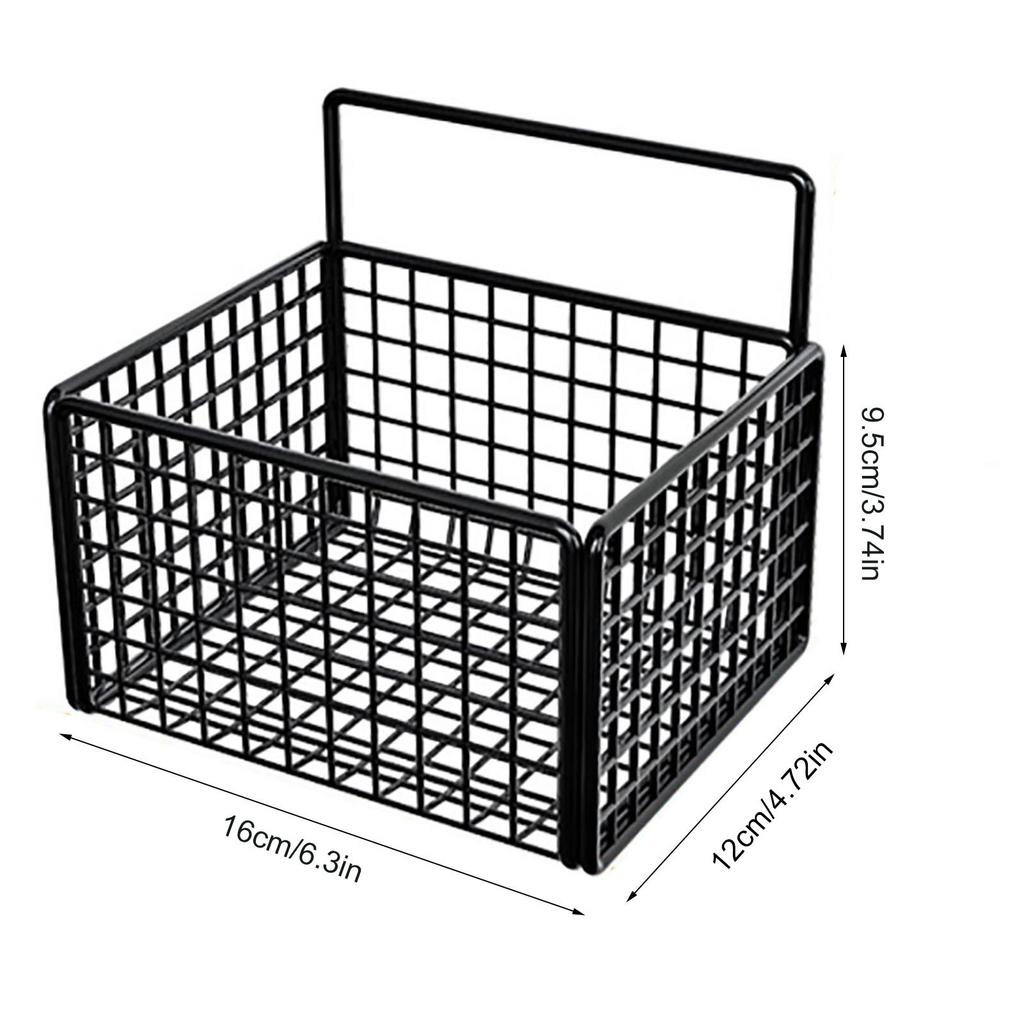 Cestino portaoggetti da parete, senza foratura, in filo metallico adesivo, per l'organizzazione di cucina, dispensa, bagno