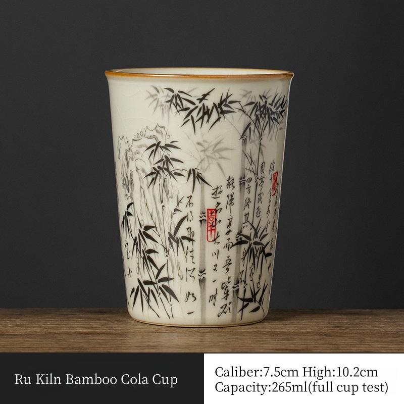 Taza de Té China de Bambú de 120 ml Cerámica Ru Yao Apertura Amarilla Hermosa Taza de Té Flores Vajilla Taza de Maestro Juego de Té KungFu