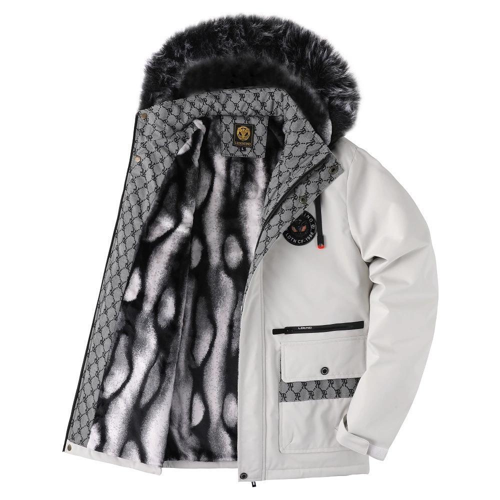 Fall and Winter Men's Casual Trend with The Hooded Cotton Jacket Windproof Padded Cold Pure Color Simple Cotton Clothing