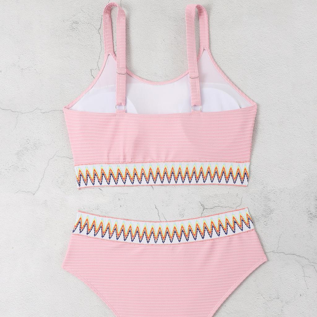 Sexy European and American Large Size High Waist Split Bikini Women's Swimsuit