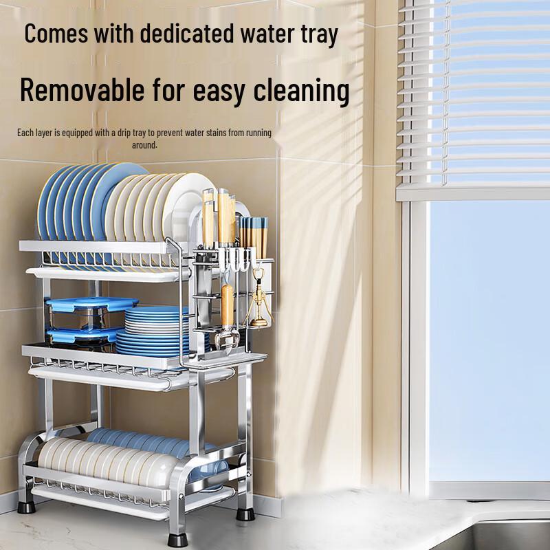 3-Tier Aluminum Countertop Dish Drying Rack