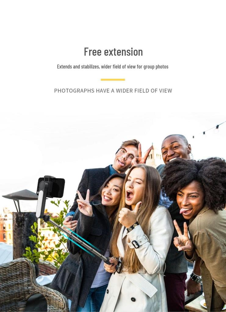 Handheld Bluetooth Selfie Stick with Beauty Fill Light & Anti-Shake VLOG Gimbal