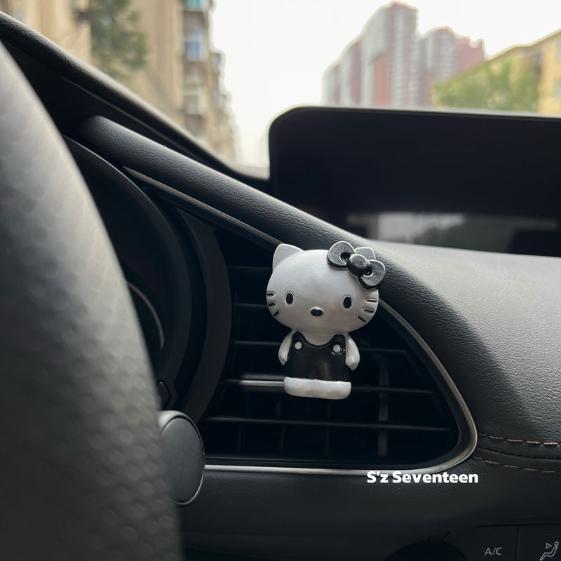 Kitty Cat Car Air Freshener Interior Decoration Ornament Black Leather Pink Kt Aroma Stone Air Vent Decoration New Car Gift Gray Leather Kt Free Aromatherapy
