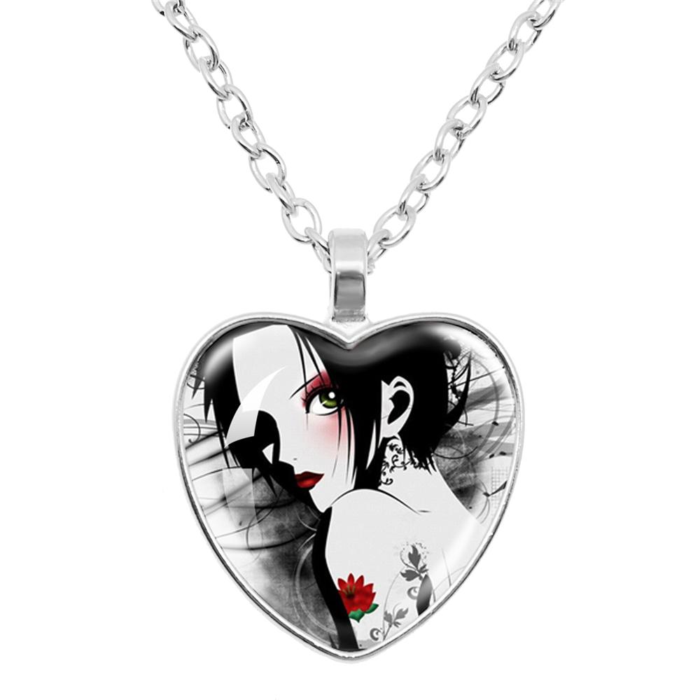Ai Yazawa Osaki Nana Anime Glass Heart NecklaceDIY Handmade Creative For Women's Birthday Gift Jewelry