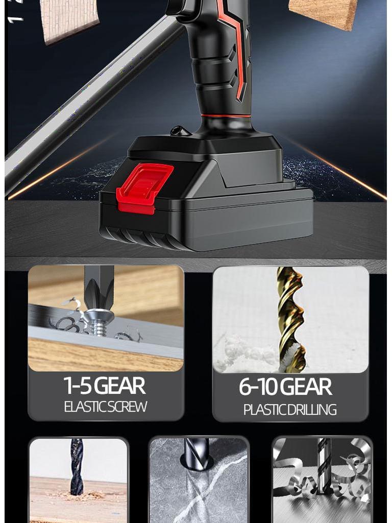 21V Multifunctional Handheld Electric Drill & Screwdriver with Lithium Battery for Home Renovation