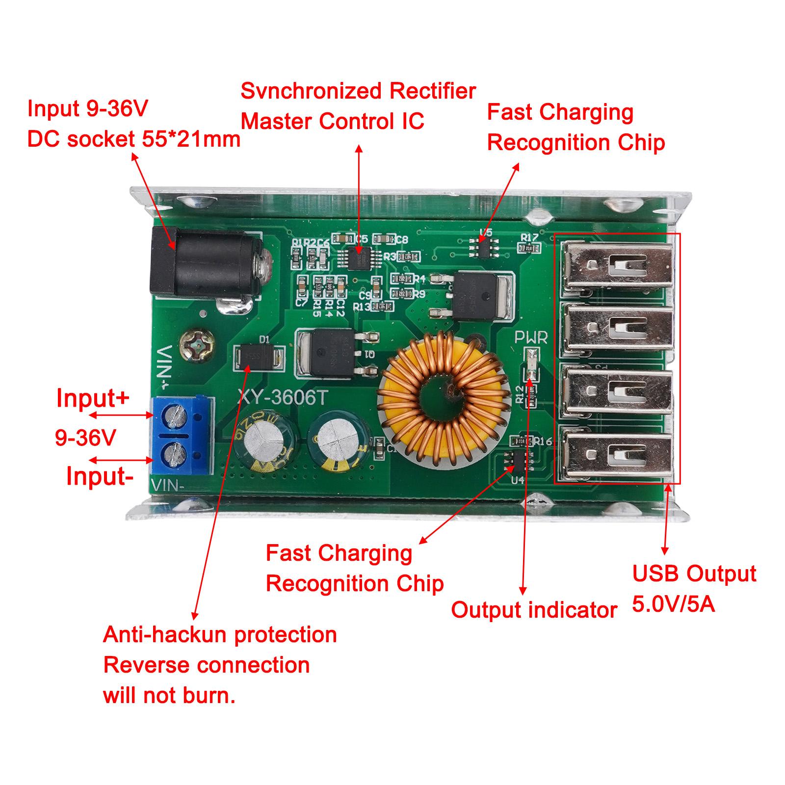 

Practical Stepdown Powermodule Power Converter Aluminum Shell DC 9V-36V DC-DC Large Current Wide Voltage XY-3606T China Mainland