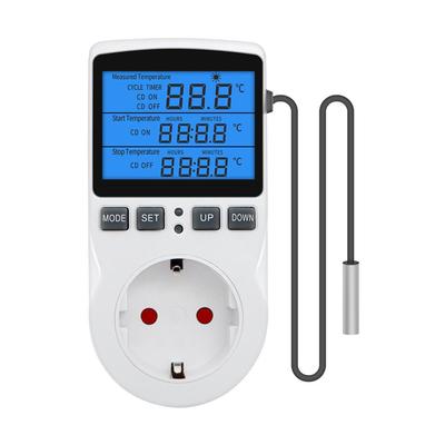 Digital Temperature Controller Socket with Backlight EU Plug Thermostatic Switch Temperature Controller with Sensors Probe Heating Cooling