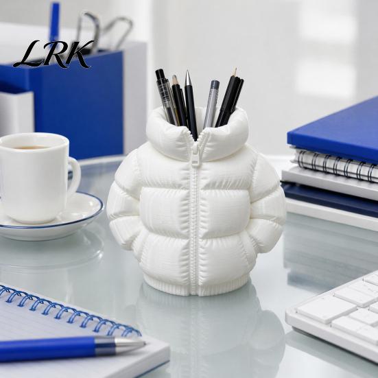 Warm Visual Pen Holder Down Jacket Holder, 3D Printed Desktop Organizer, Lightweight Durable Hollow Matte Texture for Students Dormitory Office