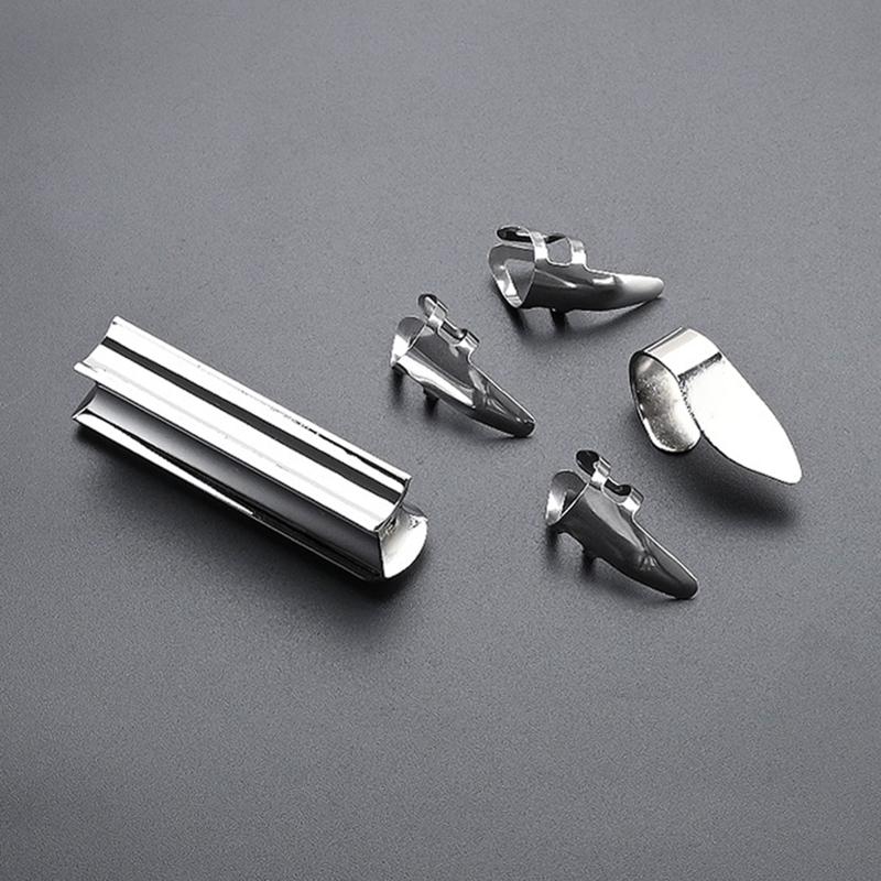 Guitar Slide Stainless Steel Tone Bar Guitar Lap Slide Tone Bar with 3Pcs Finger Picks & 1Pc Thumb Pick for Guitar Bass