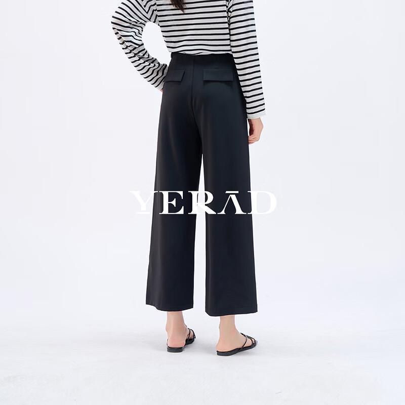 YERAD Women s Summer Lightweight Black Cropped Wide-Leg Pants 29