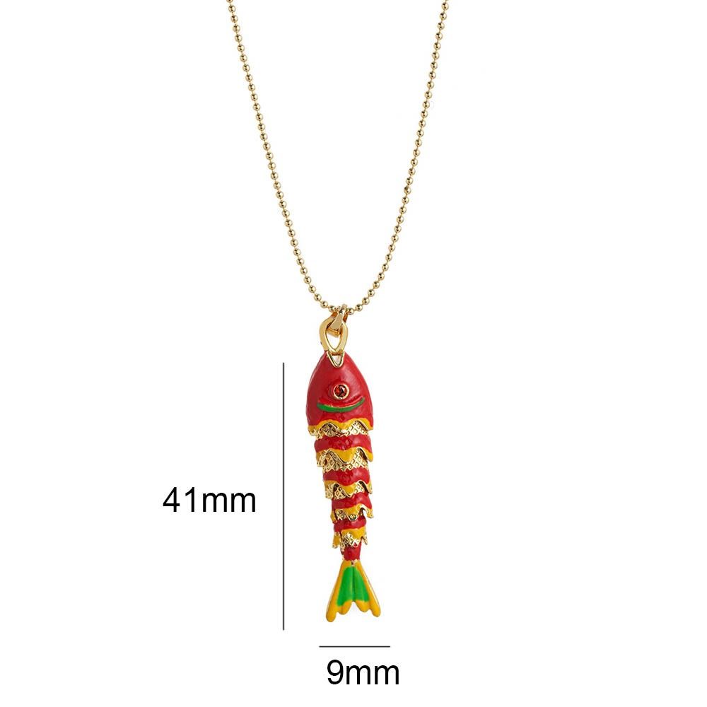 Fashion Stainless Steel Chain Fish Necklace Joints movable Enamel Koi Pendant Charms Plating Carp Collarbone Necklace Party Gift