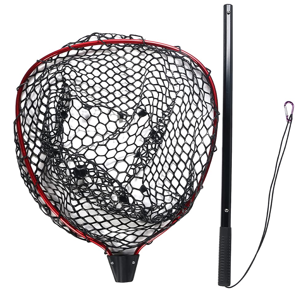 Foldable and Telescopic Rubber Landing Net for Fly Handheld Fishing Fishing Boat Fishing, Net,