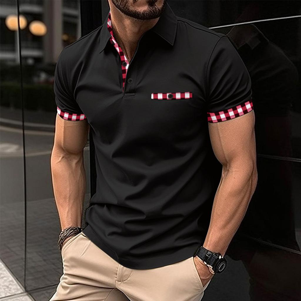 Men's summer checked polo shirt: a versatile, casual top with a pocket
