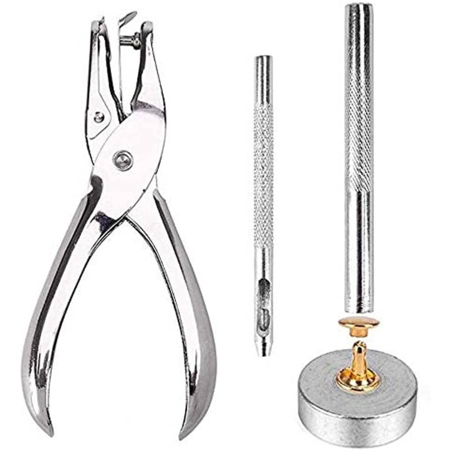 360Pcs 3 Sizes Leather Rivets Double-cap Rivet Tubular Metal Studs With 4 Fixing Set Tools For DIY Leather Craft