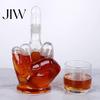 1000ml Alcohol Dispenser with Stopper 3D Middle Finger Whiskey Decanter, Lead-free Glass Spirit Bottle Artistic Decanter for Husband Airtight Stopper,