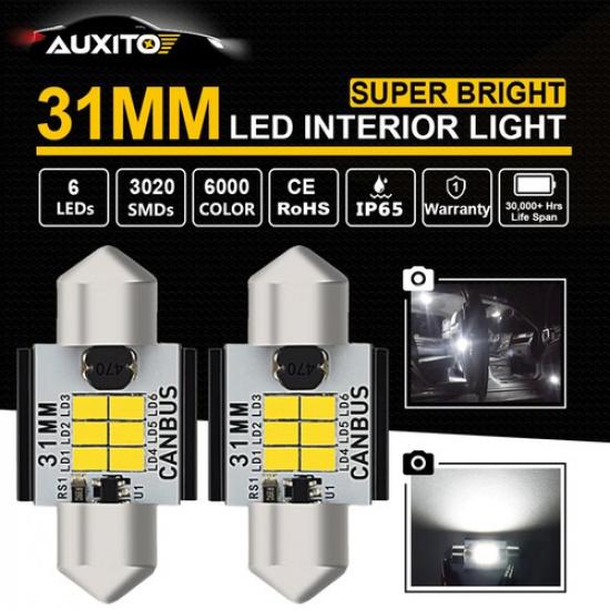 2x DE3175 CANBUS LED Interior Dome Trunk Cargo Lights for Toyota Camry Corolla V