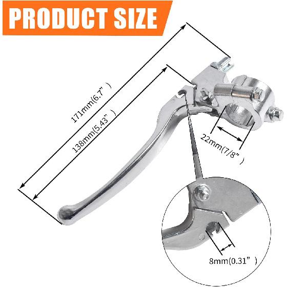 Silver Left Brake Handle Clutch Lever Perch For 98Cc 196Cc 6.5HP 5.5Hp Coleman CT200U BT200X Trail 200 CC100X CT100U Baja Motovox Mini Bike