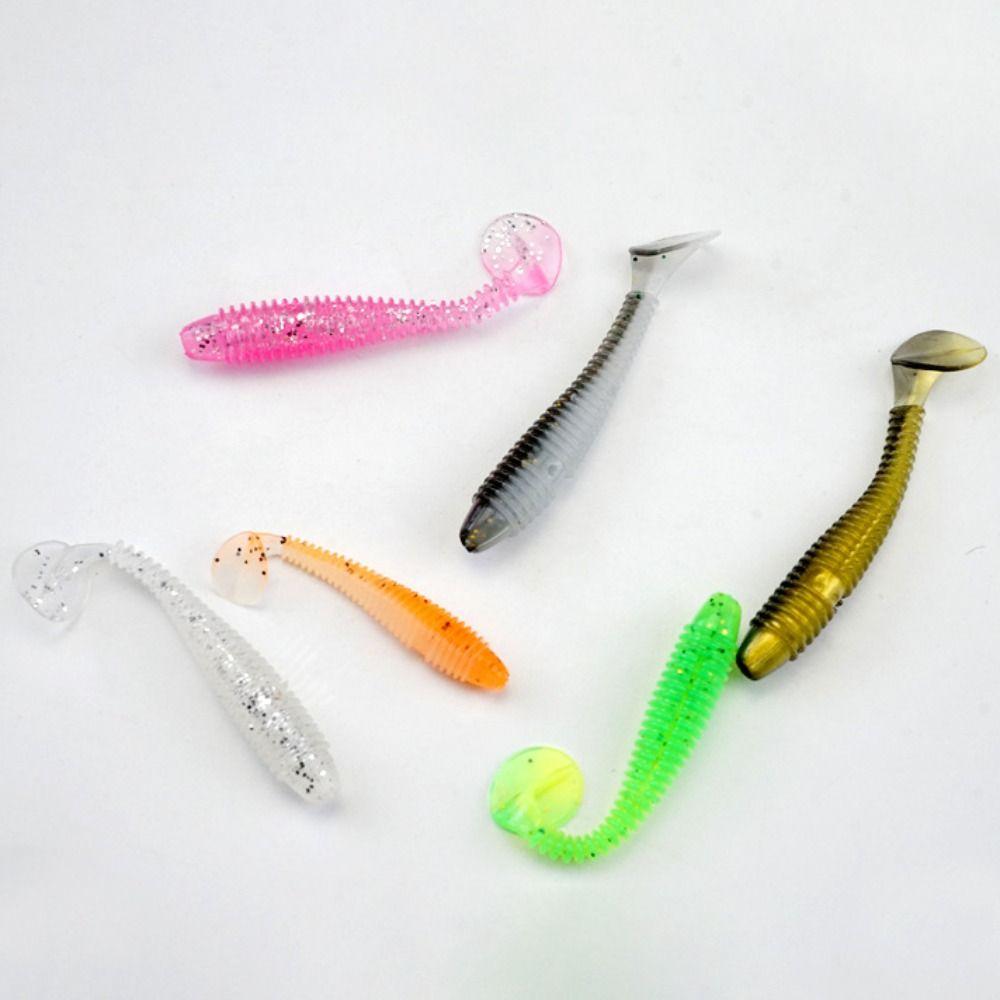 20PCS Soft Micro Soft Fishing Lures T-tail Design Worm Shape T-tail Worm Lure 5.5cm Fishing Tackle Bass Fishing