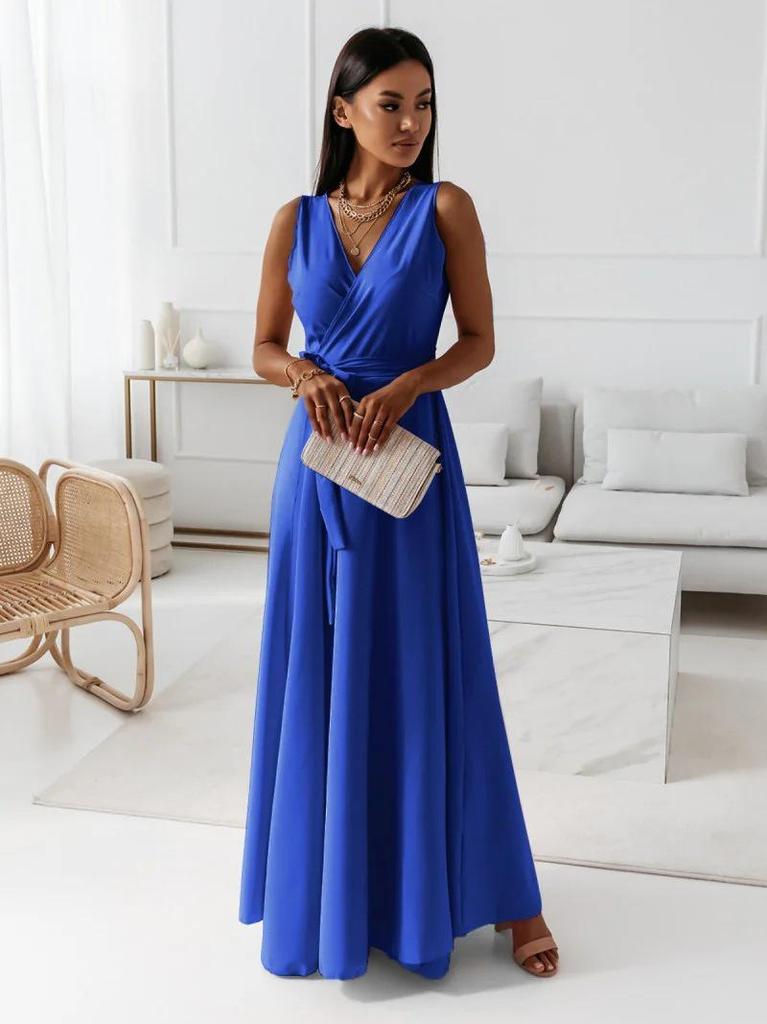 Elegantes Damen-Abendkleid mit Schnürung und V-Ausschnitt im europäischen und amerikanischen Stil