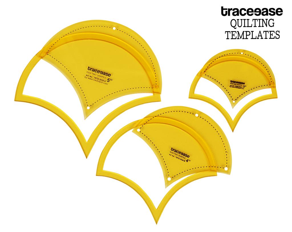 Traceease Clam Shell Quilting Template Stencils Set Of 3, 3"/4"/5" Inches DIY Sewing Quilt Patchwork Templates for Quilting-2M