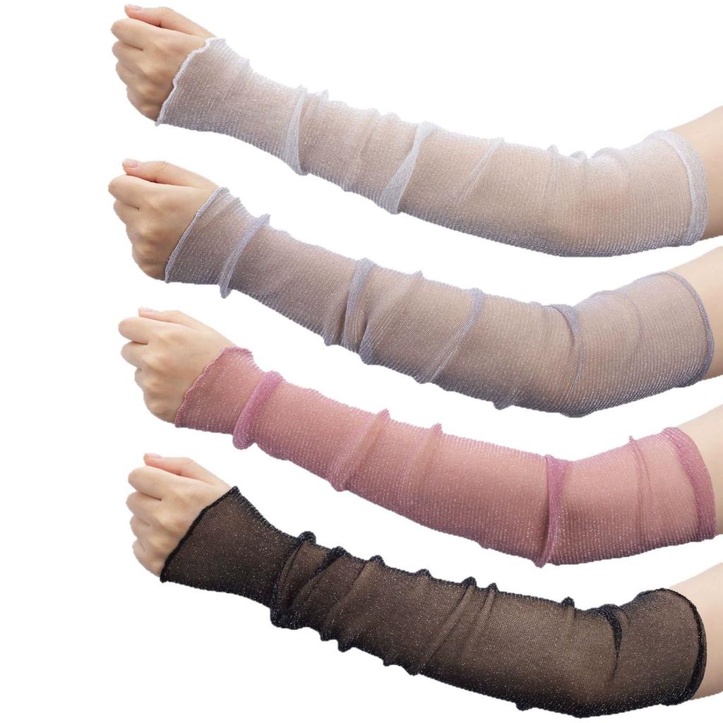 Sheer Mesh Arm Sleeves Sun Protection Gloves for Women