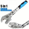 5-in-1 Verstellbarer Ratschenschlüssel, 180° klappbarer drehbarer Kopf, Drehmoment verstellbar, 10-12 Zoll Multifunktions-Reparaturspanner
