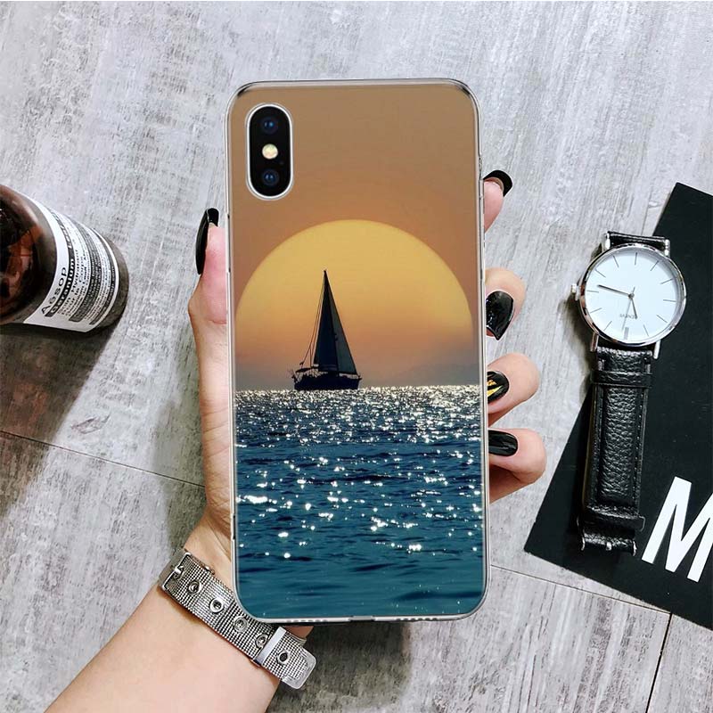 Sailing Boat Phone Case For iPhone 17 Air 16 15 Plus 11 14 Pro Max 13 Mini 12 7 8 + SE Pattern Art Customized Cover 17 Air 16 15