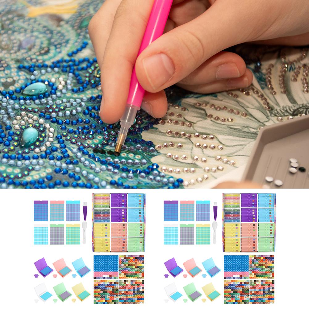 Diamond Art Trays Kits with Spoon & Brush 5D Diamond Painting Art Drawer Box Tray Kit Diamond Painting Storage Containers Trays