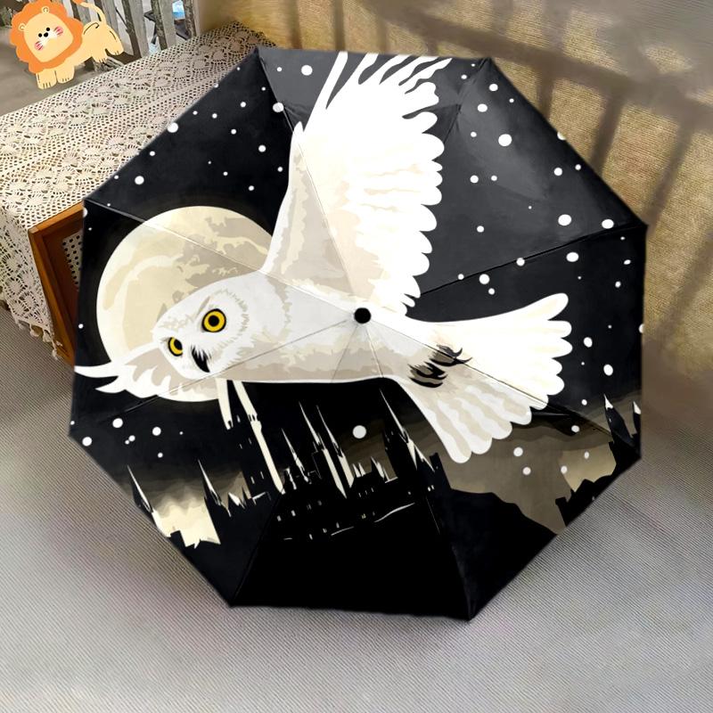 1 PC Automatic Folding Umbrella - Snowy Owl Pattern, Portable & Foldable Design with 8 Ribs, Christmas Birthday Gifts