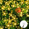 Solar Cherry Blossom String Wedding Christmas Day Courtyard Outdoor Atmosphere Decoration Peach Blossom 5m 20 Lights,Warm