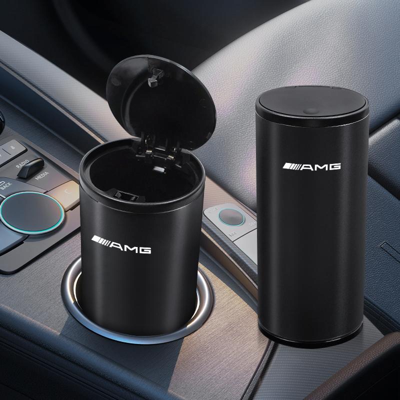 Car Trash Bin Alloy Garbage Can Rubbish Basket Bin auto Accessories styling For Mercedes Benz AMG A B C E G CLA W211 W203 W204