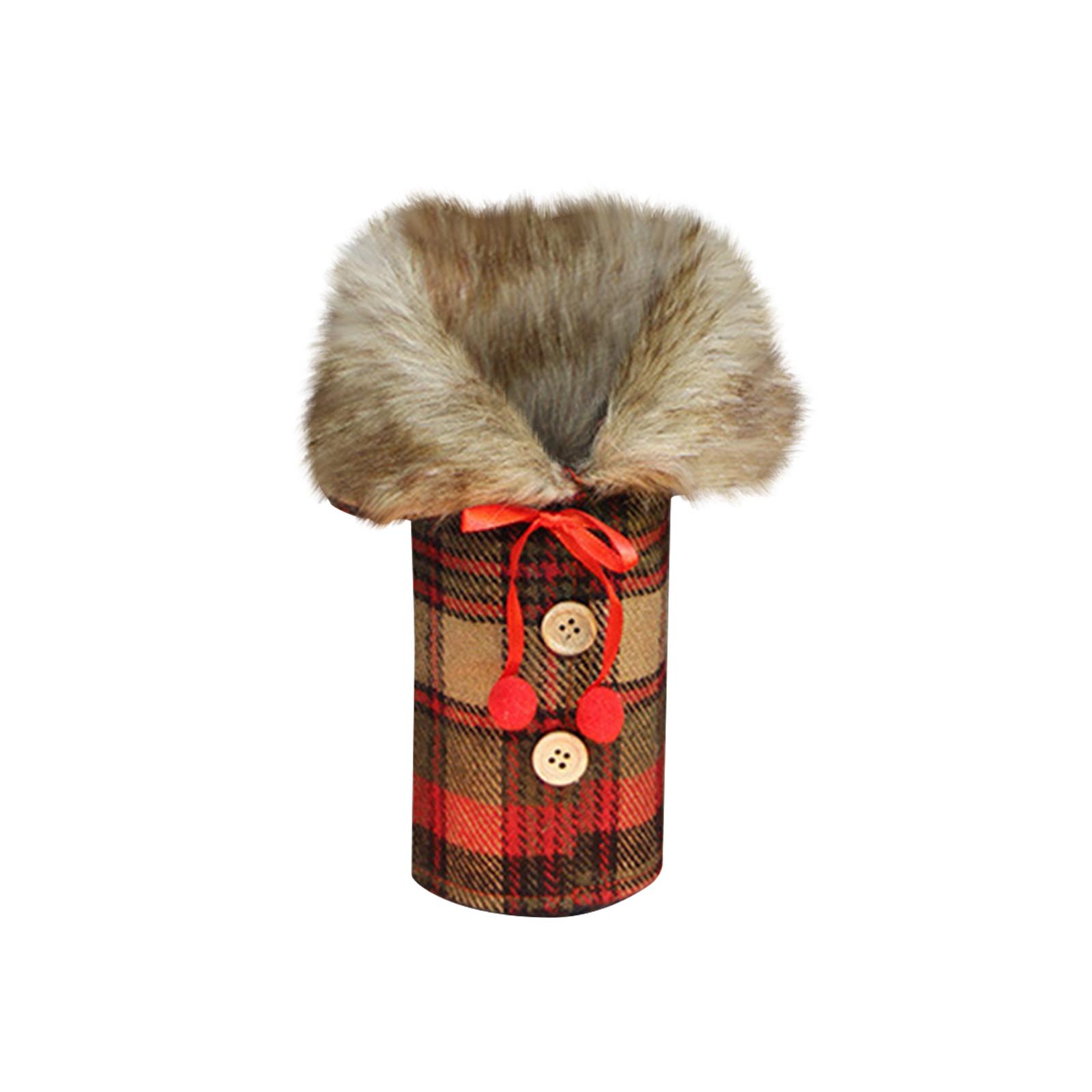 

Рождественский чехол на винную бутылку, подарочный пакет, джутовый свитер с воротником на пуговицах, дизайн пальто, украшения для Рождества, свадьбы, дня рождения, праздничной вечеринки One Size