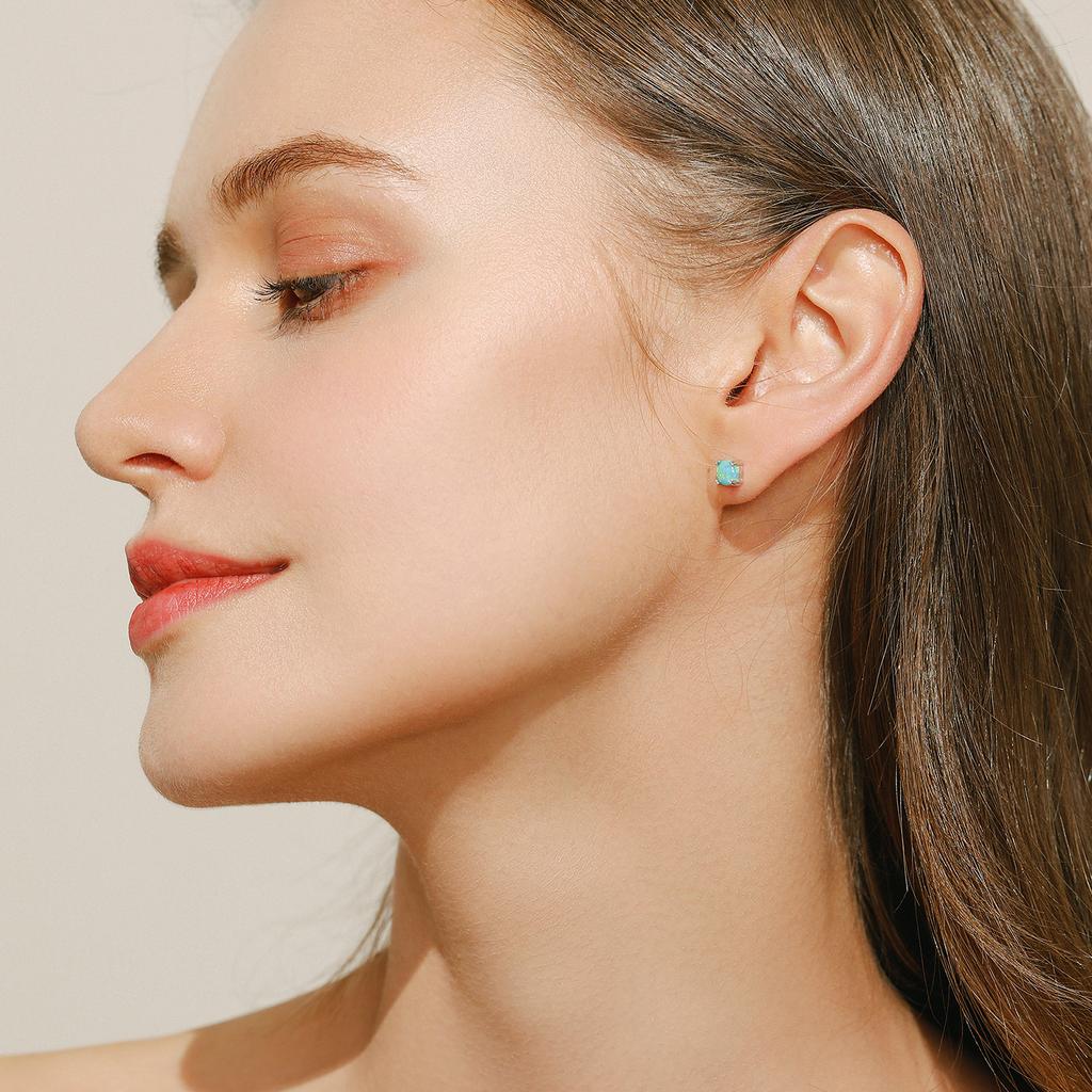 MODIAN 925 Silver Fashion Stylish Natural Opal Stud Earrings For Women Girl Fine Jewelry Anniversary Gifts Accessories