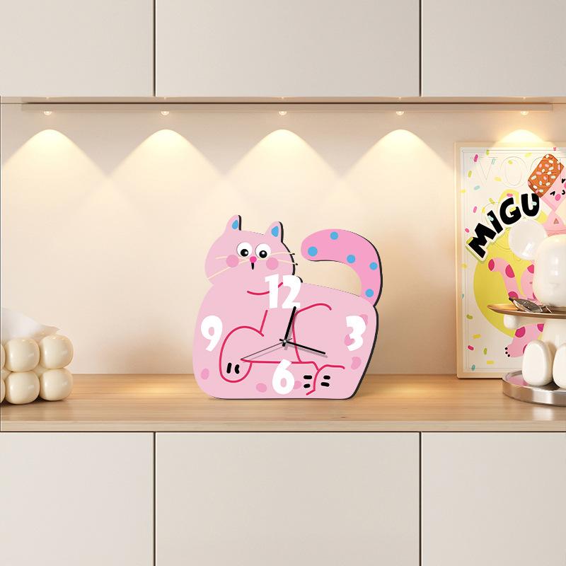 

Cat Living Room Desktop Household Pendulum Desktop Entrance Entrance Counter Clock Cartoon Creative Clock Small Ornaments 24*24cm