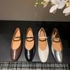 One Word with Light Mouth Single Shoes 2025 Round Head Solid Color Low Heel Women's Shoes Daily Versatile Silver Flat Mary Jane Shoes