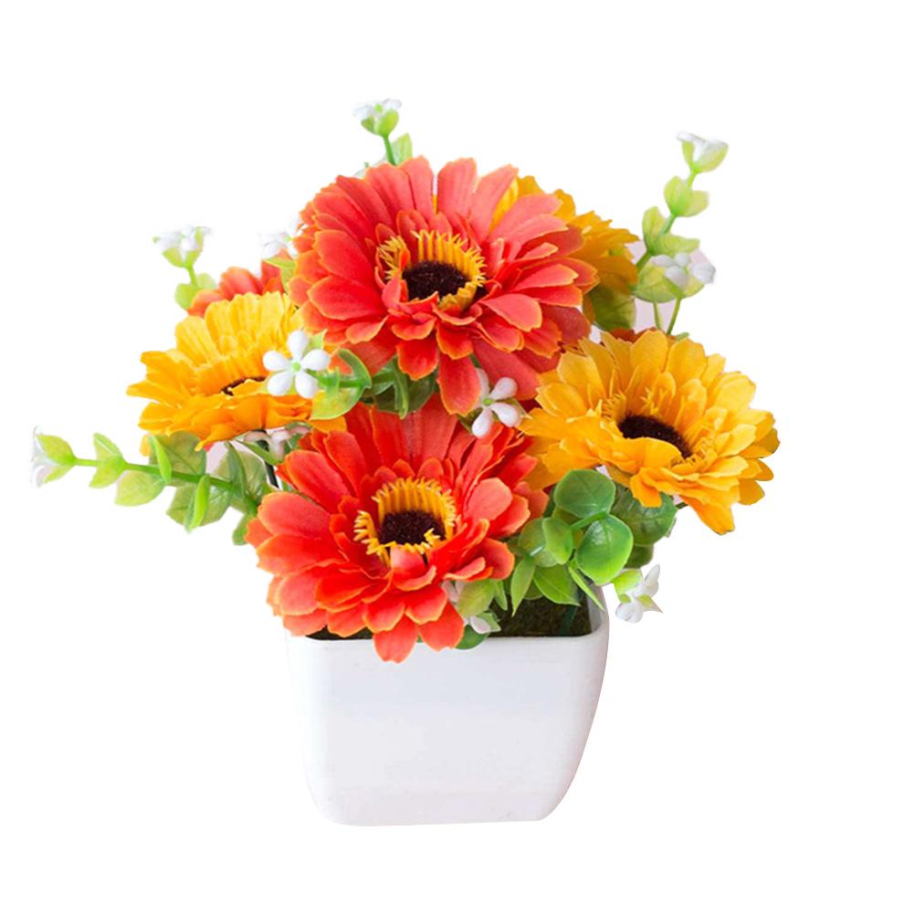 Artificial Chrysanthemum Flower Gypsophila Wood Pot Bonsai Garden Home Decor ADM