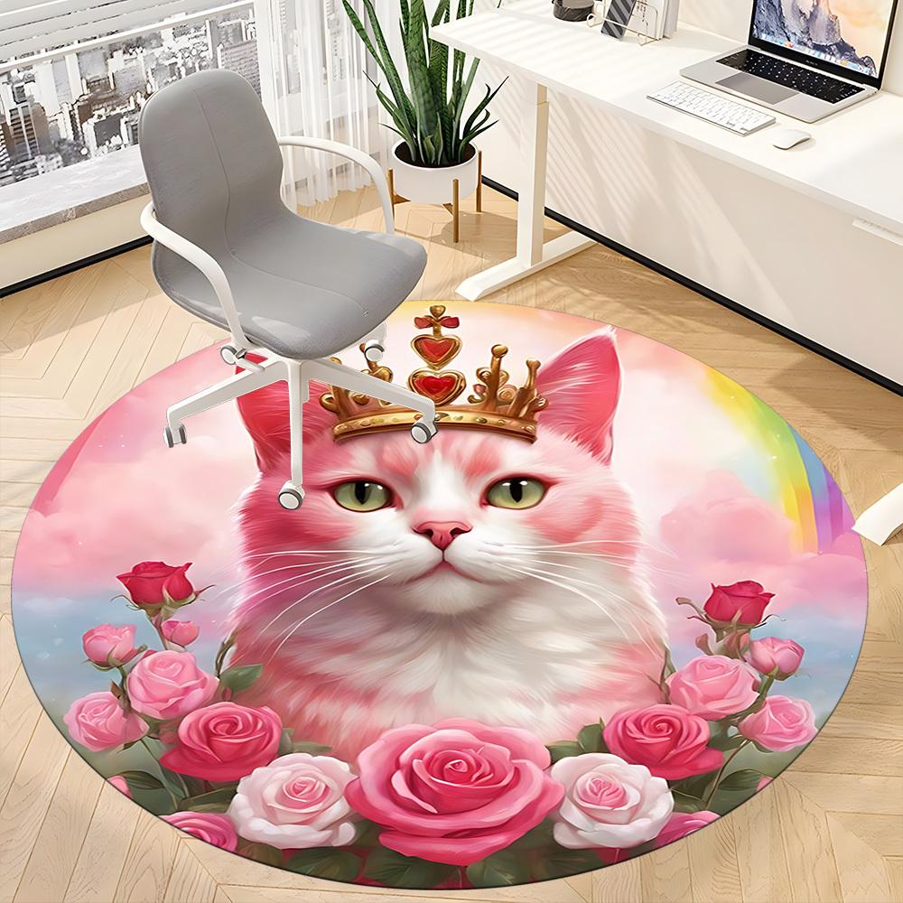 1pc Crown KittyChair Carpet for Office, Indoor Non-Slip Washable Polyester Fiber Carpet, Mat For Office, Machine Washable