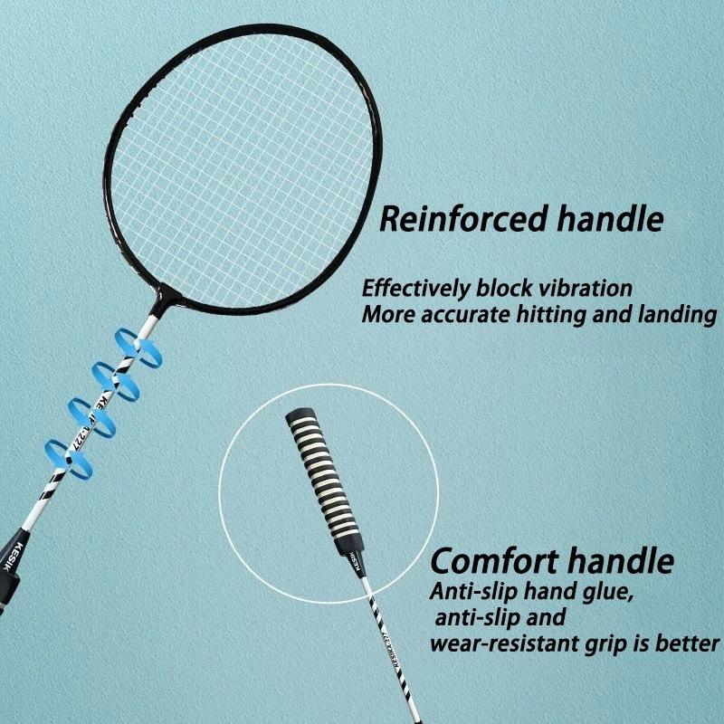 Professional Badminton Set 2Pcs Beginner Exercises Durable Alloy Badminton Racket Teenager Training
