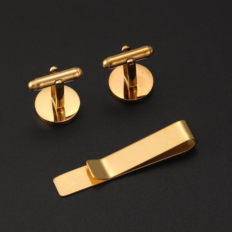 Stylish Men's Tie Clip and Cufflinks Set for Business Professional Craft of Stainless Steel With Elegant Designs