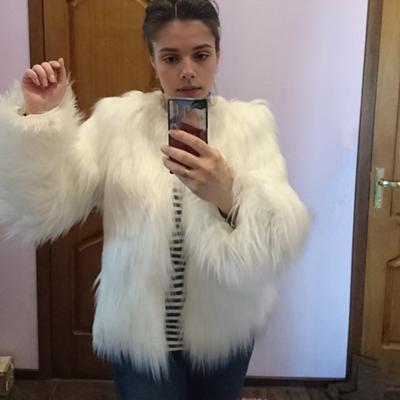 Women's Faux Fur Jacket Warm Plush Round Neck Coat Autumn Winter Long Sleeve Solid Color Furry Coat for Casual Street Wear Shopping