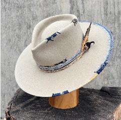 Fashion pure wool top hat with webbing feather decoration felt hat