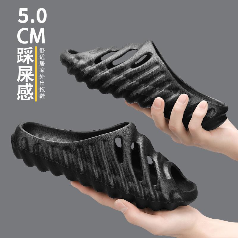 

One-word men s shoes large size thick-soled non-slip soft-soled cool slippers hole shoes outdoor sports beach shoes 38 чёрный