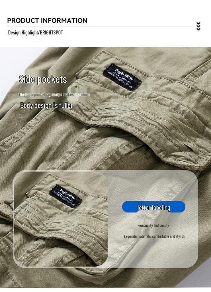 Men's Retro Multi-Pocket Loose Fit Workwear Shorts