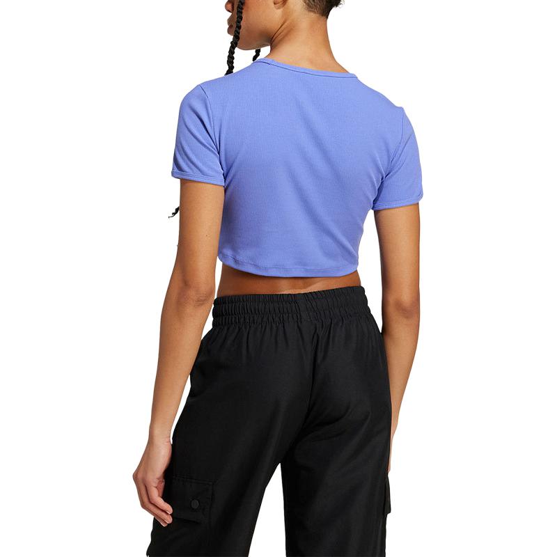 Adidas Originals Essentials Ribbed Crop Sport Tee Women Tops Cobalt-Blue IY9668
