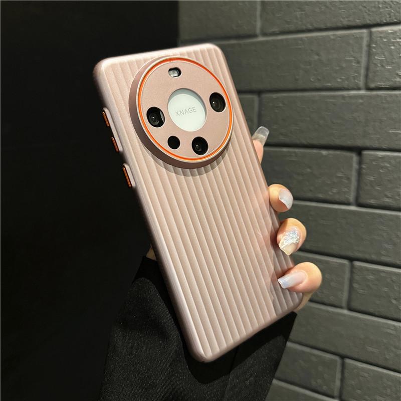 For Huawei Mate 60 Pro Plus Corrugated Grain Plating Metallic Paint Anti fingerprint PC Shockproof Anti-Slip Back Cover Case Shell