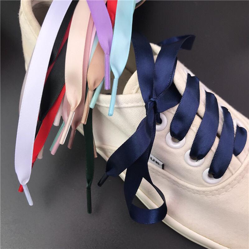 Silk Shoe Laces Satin Ribbon Flat Shoelaces Women Sneakers Shoelace Boots Laces for Shoes Women Men 1CM Width Shoe Lace 1Pair